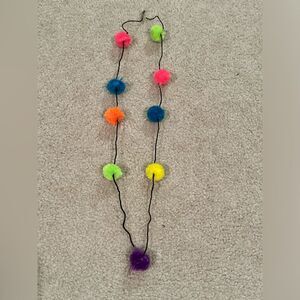 Girls boutique long Pom Pom necklace